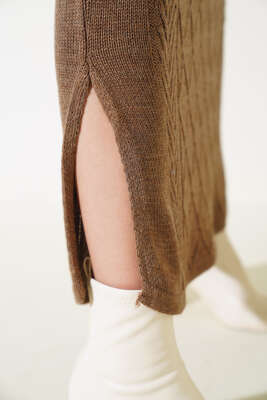 Kolluklu Elbiseli Triko İkili Takım Vizon - Kadın Giyim Modelleri