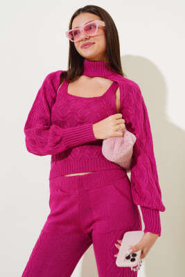 Kolluklu Triko Üçlü Takım Galibarda - Kadın Giyim Modelleri