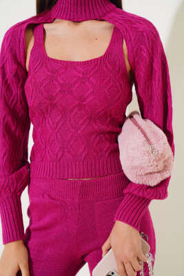 Kolluklu Triko Üçlü Takım Galibarda - Kadın Giyim Modelleri