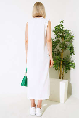 Kolsuz Basic Elbise Ekru - Kadın Giyim Modelleri