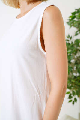 Kolsuz Basic Elbise Ekru - Kadın Giyim Modelleri