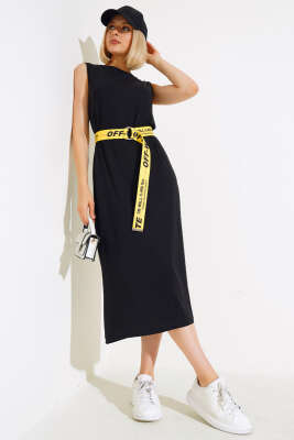 Kolsuz Basic Elbise Siyah