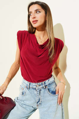 Kolsuz Bluz Bordo 