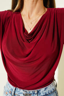 Kolsuz Bluz Bordo - Kadın Giyim Modelleri