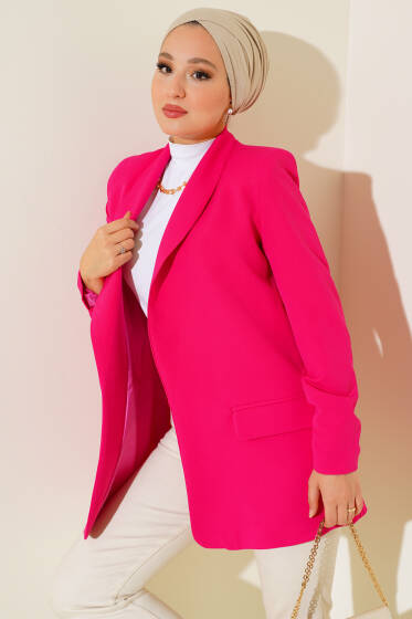 Kolu Büzgülü Ceket Fuşya - Ceket
