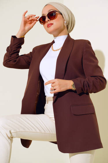 Kolu Büzgülü Ceket Kahve - Ceket