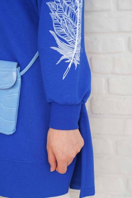 Kolu Çiçek Baskılı Saks Tunik - Tunik