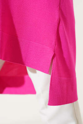 Kolu Fitilli Salaş Triko Tunik Fuşya - Triko Tunik