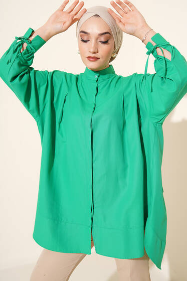 Kolu İp Bağlamalı Yırtmaçlı Tunik Benetton - Tunik