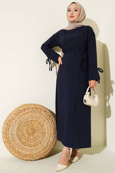 Kolu İp Detaylı Etekli İkili Takım Lacivert - İkili Takım