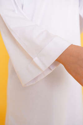 Kolu Katlı Basic Tunik Beyaz - Thumbnail