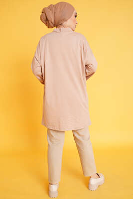 Kolu Katlı Basic Tunik Camel - Tunik