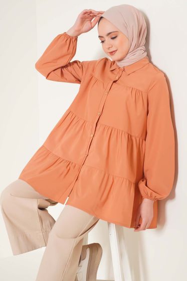 Kolu Lastikli Kat Kat Camel Tunik - Tunik