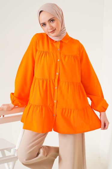 Kolu Lastikli Kat Kat Oranj Tunik - Tunik
