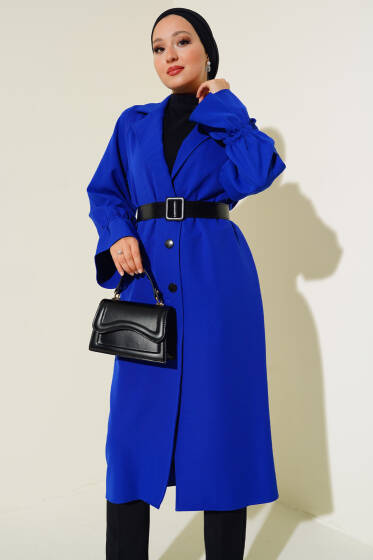 Kolu Lastikli Kemerli Kap Saks - Trençkot