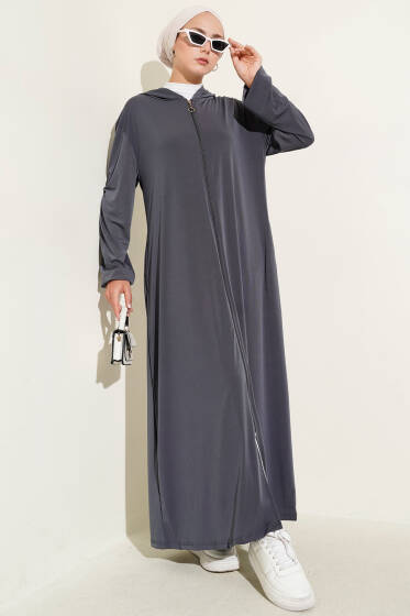 Kolu Lastikli Uzun Kap Füme - Dış Giyim&Mont