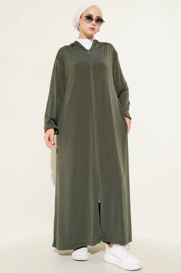 Kolu Lastikli Uzun Kap Haki - Dış Giyim&Mont