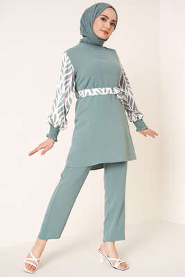 Kolu Satenli Ayrobin İkili Takım Çağla Yeşili 