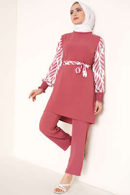 Kolu Satenli Ayrobin İkili Takım Gül Kurusu 