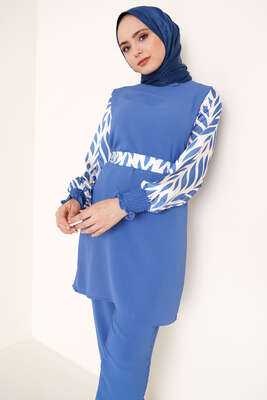 Kolu Satenli Ayrobin İkili Takım İndigo - İKİLİ TAKIM