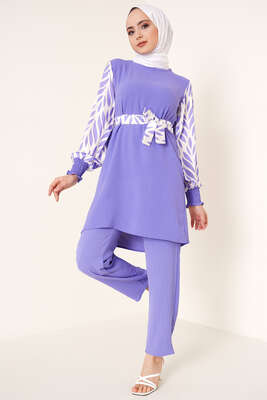 Kolu Satenli Ayrobin İkili Takım Lila 