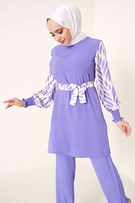 Kolu Satenli Ayrobin İkili Takım Lila - İKİLİ TAKIM