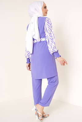 Kolu Satenli Ayrobin İkili Takım Lila - İKİLİ TAKIM