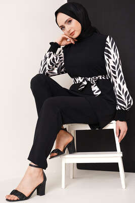 Kolu Satenli Ayrobin İkili Takım Siyah