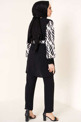 Kolu Satenli Ayrobin İkili Takım Siyah - İKİLİ TAKIM