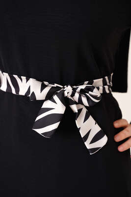 Kolu Satenli Ayrobin İkili Takım Siyah - İKİLİ TAKIM