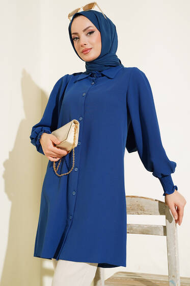 Kolu Taş Şeritli Tunik İndigo - Tunik