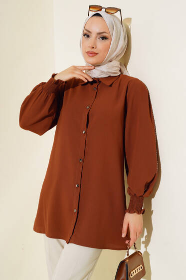 Kolu Taş Şeritli Tunik Taba - Tunik