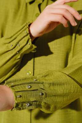 Kolu Taşlı Gömlek Su Yeşili - Thumbnail