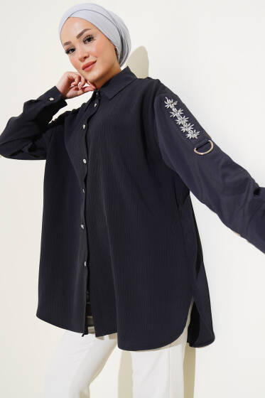 Kolu Taşlı Salaş Gömlek Antrasit - Gömlek