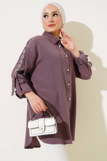 Kolu Taşlı Salaş Gömlek Gül Kurusu - Gömlek