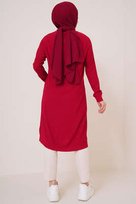 Kolyeli Bürümcük Tunik Bordo - Tunik