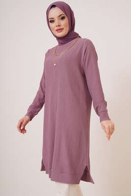 Kolyeli Bürümcük Tunik Magenta - Tunik
