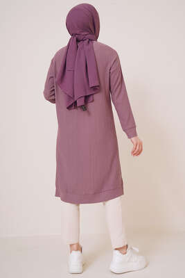 Kolyeli Bürümcük Tunik Magenta - Tunik
