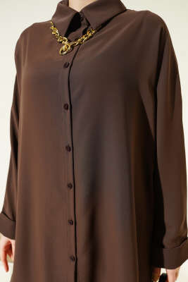 Kolyeli Yarasa Kol Salaş Gömlek Kahve - Gömlek