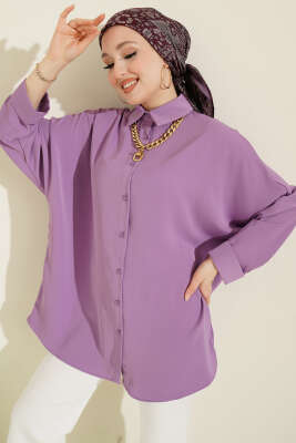 Kolyeli Yarasa Kol Salaş Gömlek Lila - HELLIE