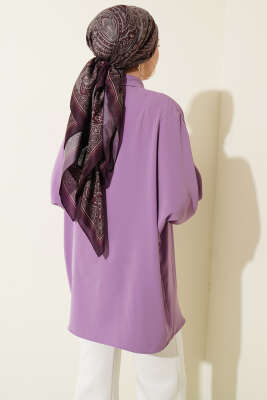 Kolyeli Yarasa Kol Salaş Gömlek Lila - Gömlek