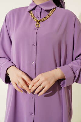 Kolyeli Yarasa Kol Salaş Gömlek Lila - Gömlek