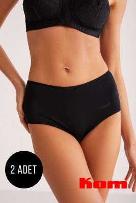 	 Kom Basic Maxi 2'li Külot Siyah - Slip Külot