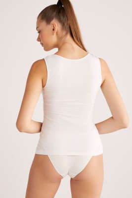 Kom Basic Singlet Kalın Askılı Atlet Beyaz - İndirim İç Giyim