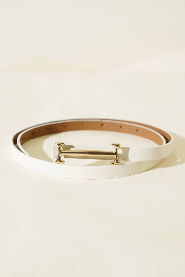 Köprü Tokalı İnce Kemer Beyaz - Deri Kemer