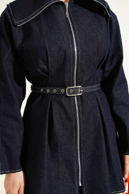 Kot Fermuarlı Pantolon Takım Lacivert - İkili Takım