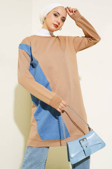 Kot Garni Detaylı Tunik Latte - Tunik