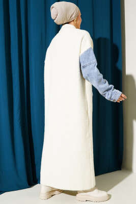 Kot Garnili Angora Uzun Hırka Vanilya - Triko Hırka