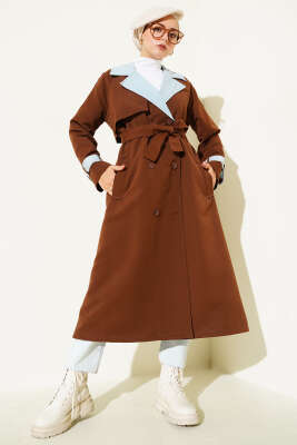 Kot Garnili Apoletli Trençkot Kahve 