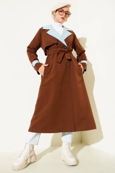 Kot Garnili Apoletli Trençkot Kahve - Trençkot